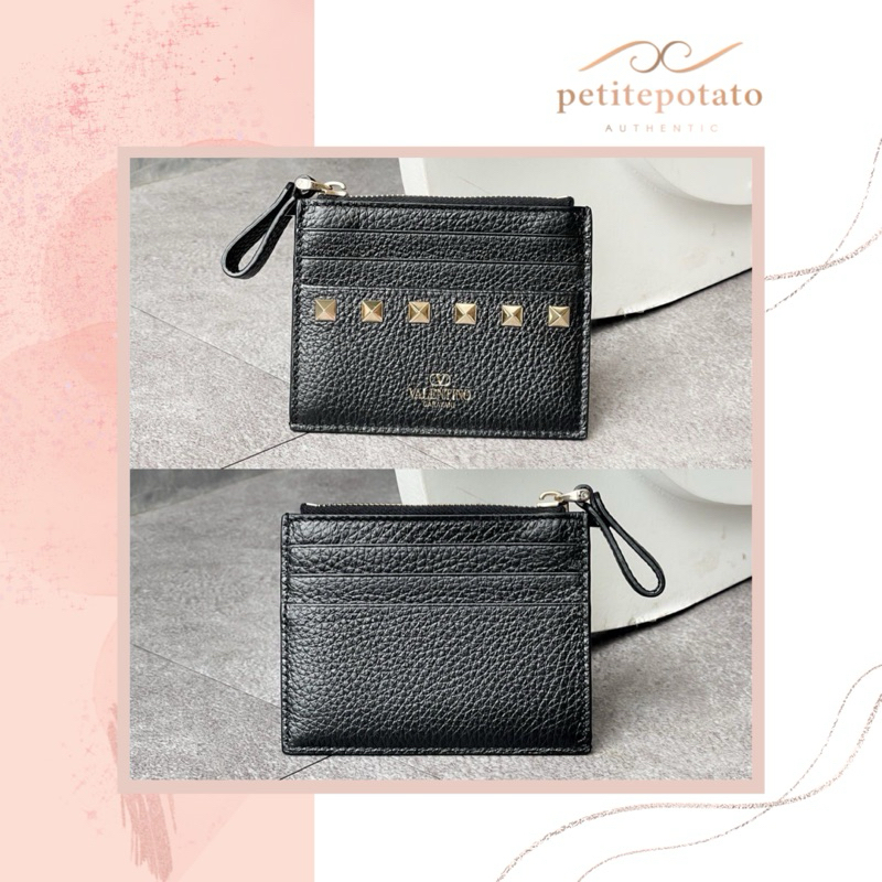 DOMPET KARTU BRANDED WANITA V*LENTINO ROCKSTUD ZIP CARD HOLDER / CASE WALLET