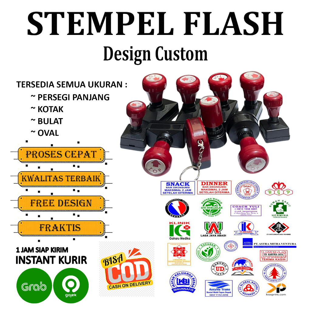 

Stempel Flash / Stempel Otomatis / Stempel Custom / Free Desain / Edit Sesuai Costumer
