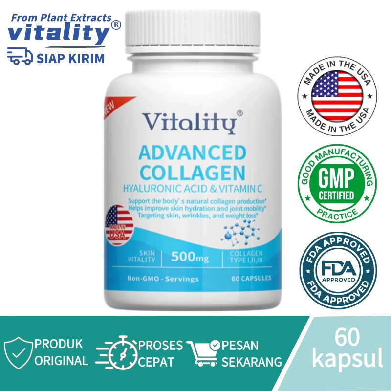 Original VITALITY ADVANCEDCOLLAGEN,kurangi kerutan, tingkatkan kolagen, hidrasi kulit, bantu