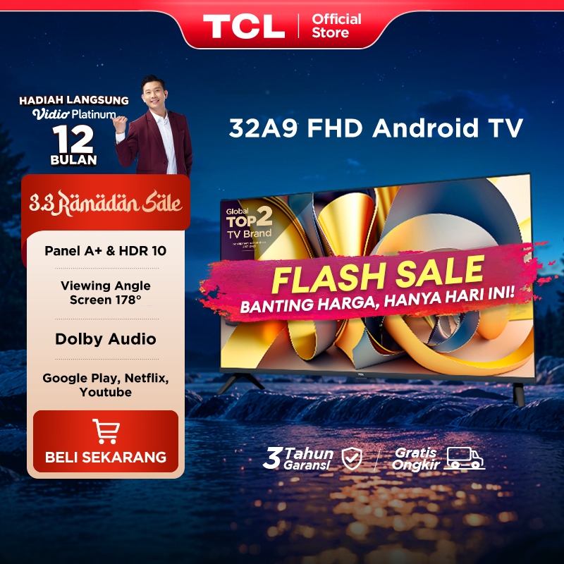 [Flash Sale] TCL 32 Inch Smart TV - Android 11 - HD - Dolby Audio - Google Play/Netflix/Youtube - Wi