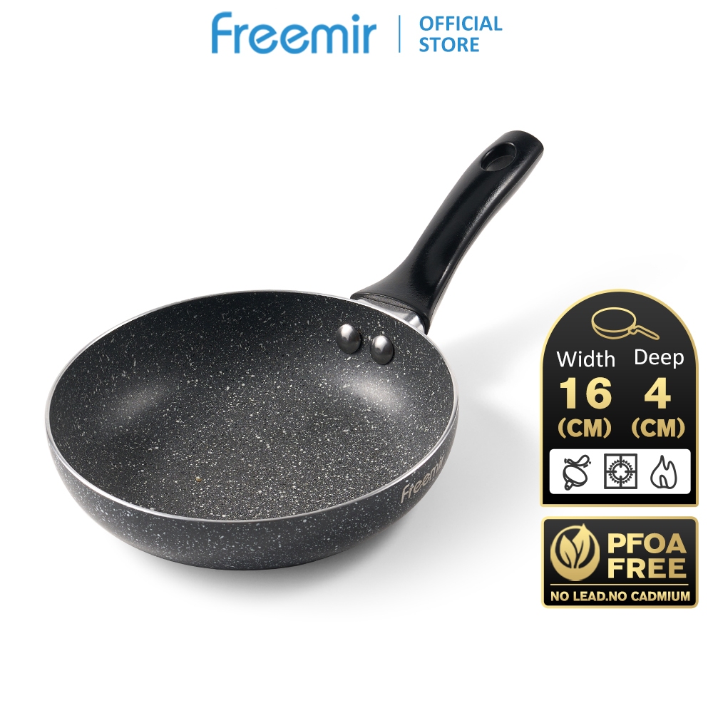 [OFFICIAL] freemir Panci Wajan 16cm Wajan Anti Lengket  Black