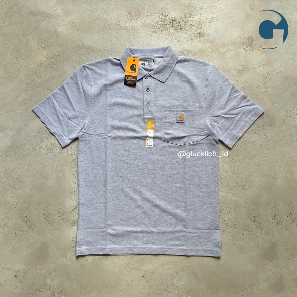 Carhartt, Loos Fit Short Sleeve Pocket Polo in Heather Gray