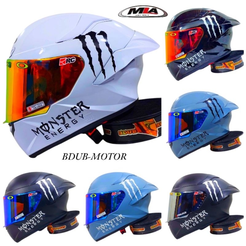 Helm full face ttc course tt course mla white monster paket ganteng