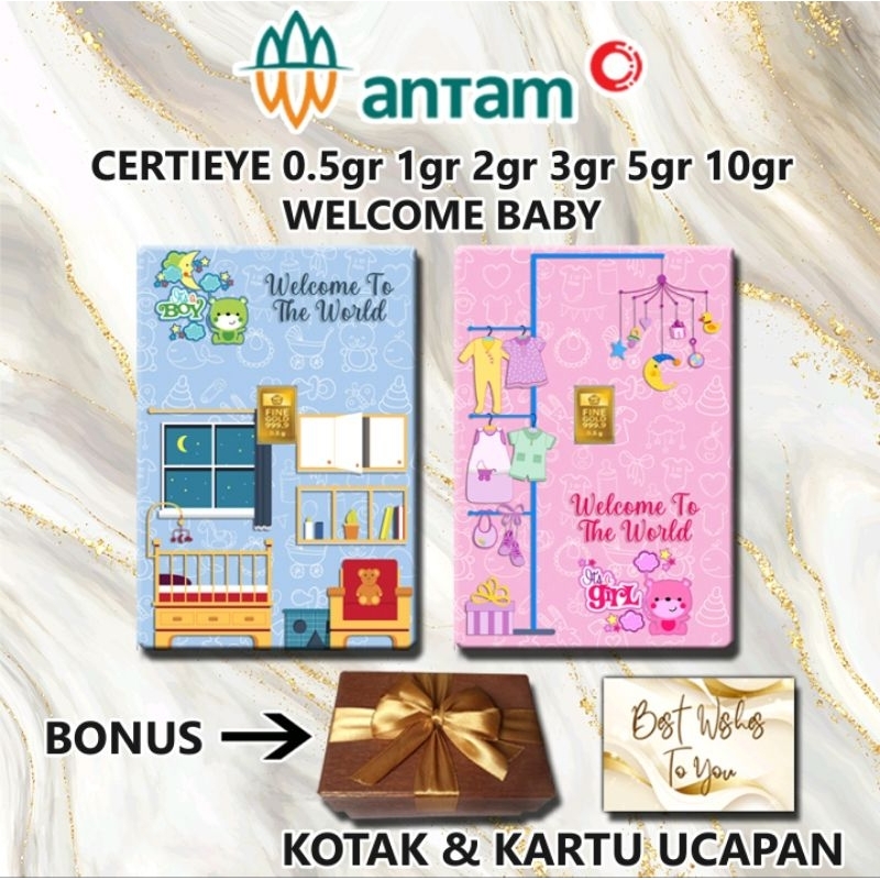 Logam Mulia Emas ANTAM Welcome Baby Boy Girl Gift Series Custom Certicard Certieye