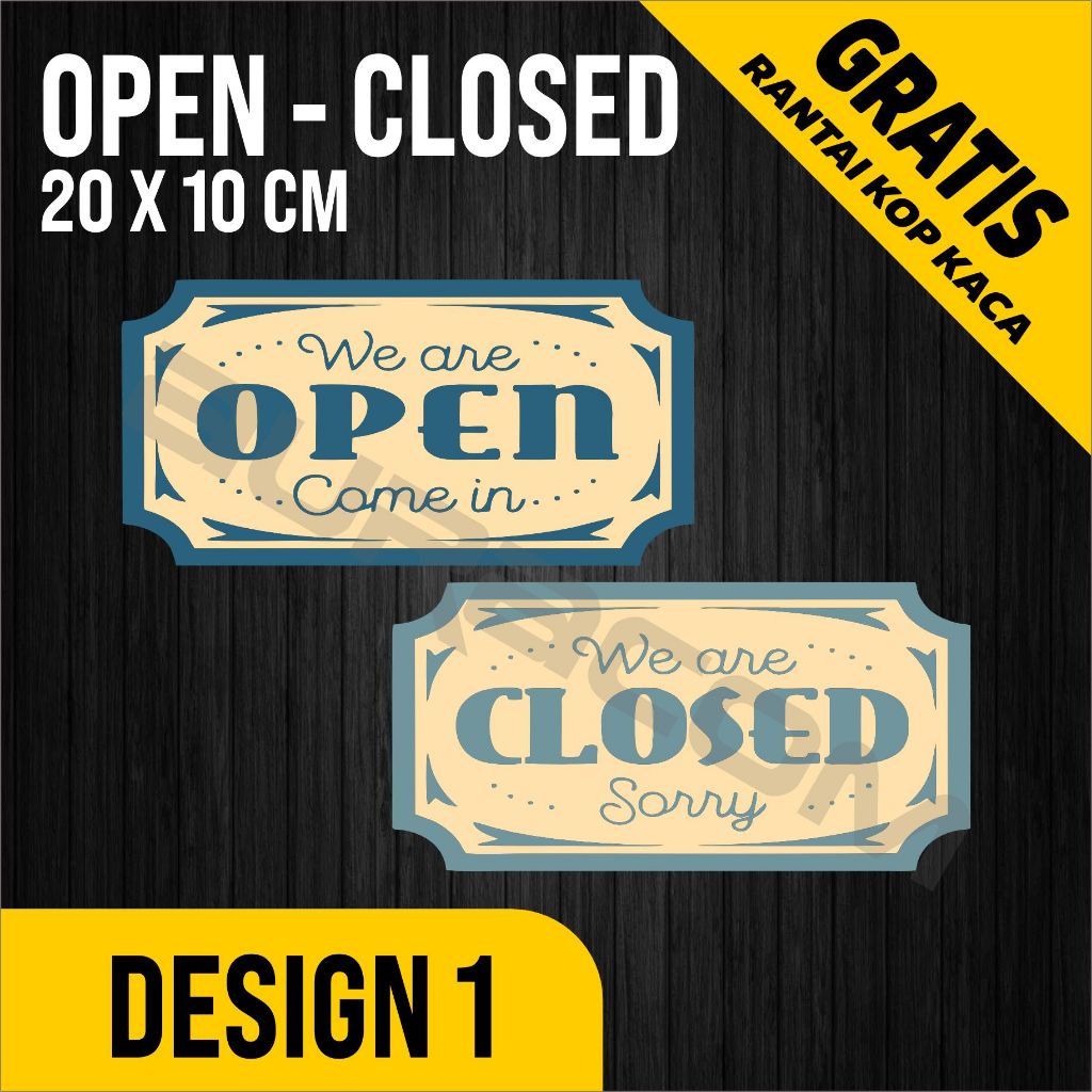 COD,OPEN CLOSED Akrilik siap Pakai/Acrylic Open Closed Design Clasic / Custom-FreeDesign ( A 296 )