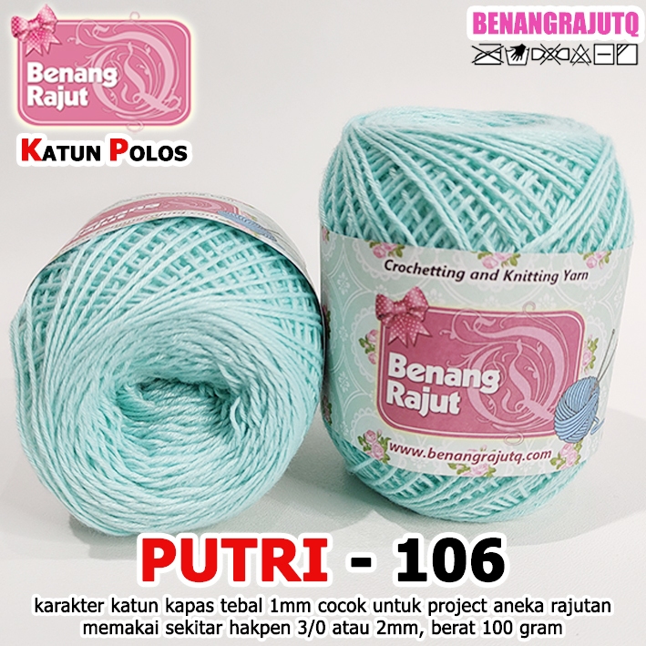 BCLP PUTRI 106 BIRU PASTEL KATUN POLOS BENANG RAJUT Q