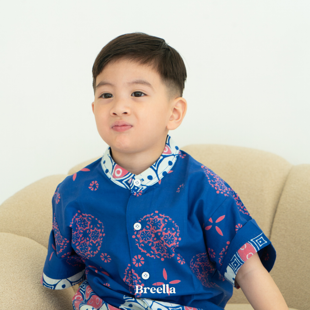 BREELLA - Arun Kemeja Batik Koko Anak Laki-Laki Usia 3-8 Tahun - Material Premium Batik Cotton - Kem