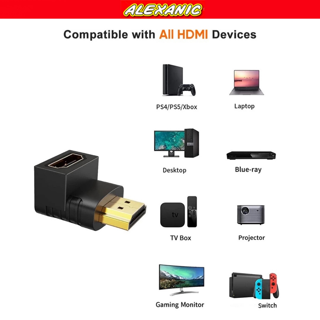 Konektor / Gender / Connector HDMI Male to Female Siku Bentuk L | HDMI Konektor L ShapeKonektor / Ge