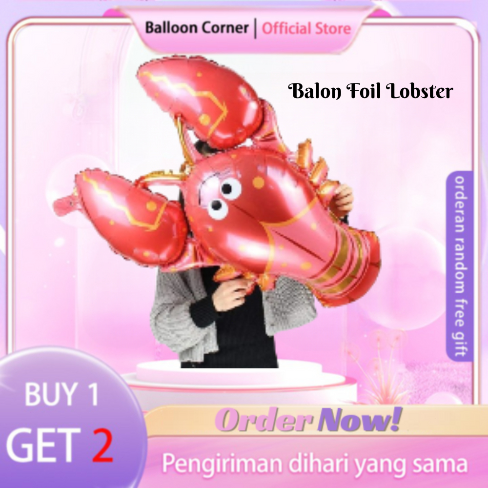 Balon Foil Jumbo Lobster Binatang Laut / Balon Hewan Lobster Jumbo