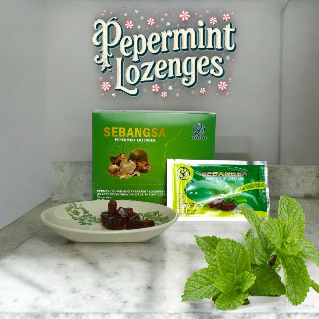 

PERMEN LO HAN GUO PAPERMINT LOZENGES SEBANGSA 11.25 GRAM [1 BOX, ISI 20 SACHET]