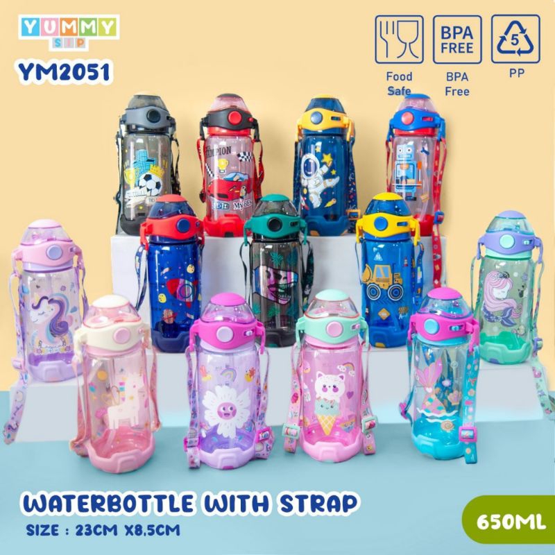 Botol Minum Sedotan Karakter 650ml | Tempat Minum Anak Perempuan dan Laki-Laki | Botol Minum Anak Pr