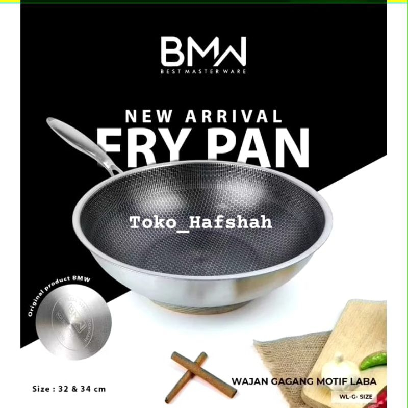 BMW Wajan Penggorengan Frypan Marble Frypan Gagang Motif laba 32cm Anti Lengket BATAM