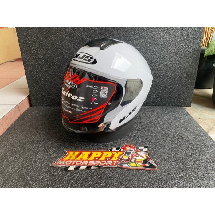 Helm Half Face NJS Kairoz White Solid Putih Glossy Original Polos