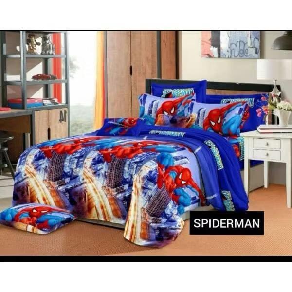Sprei karakter motif Spiderman 180x200 160x200 120x200/Seprei homemade katun premium 1set sarung ban