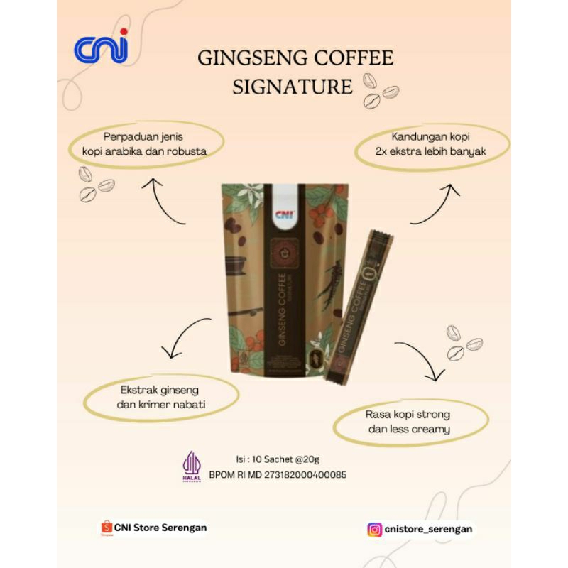 

Kopi Ginseng CNI Coffee Signature isi 10 stick