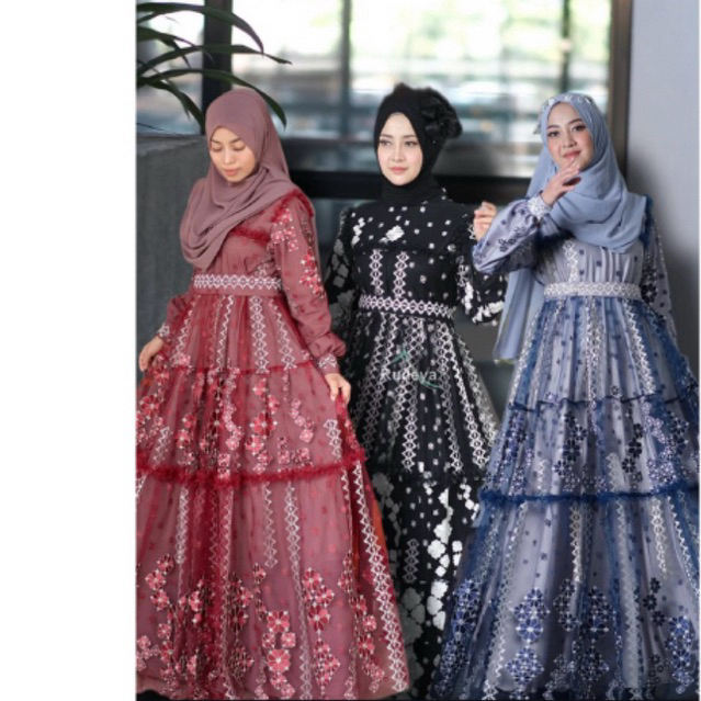 Gamis Dress Hari raya Rayya Dress By Rudeya Syar’i Elegan Mewah