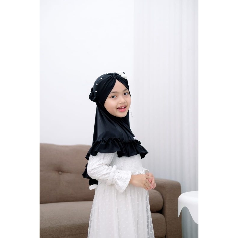 Jilbab anak Bunga Rajut || Hijab Anak Remple bunga Rajut sampai 10 tahun