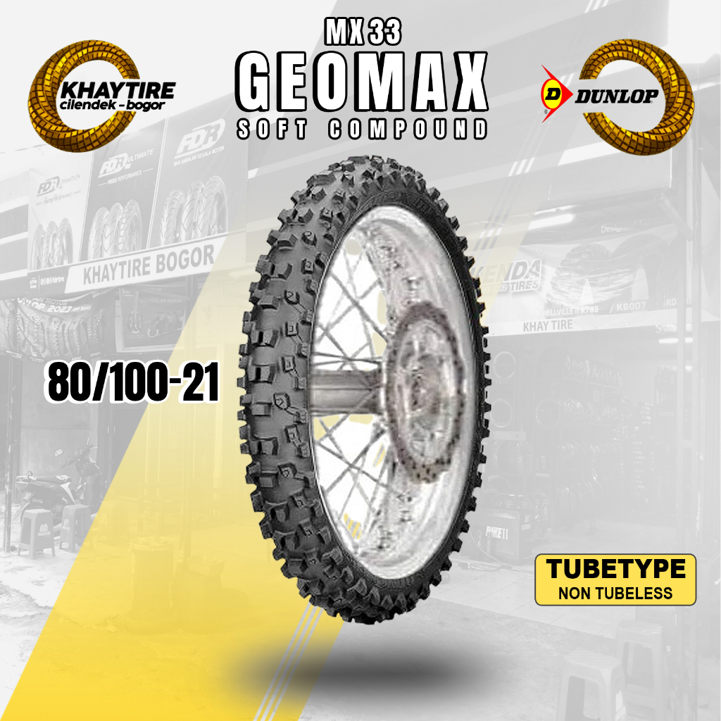 Sepasang/Satuan Ban Motor Trail Soft Compound DUNLOP GEOMAX MX 33 Ring 21-18-19 Non Tubeless