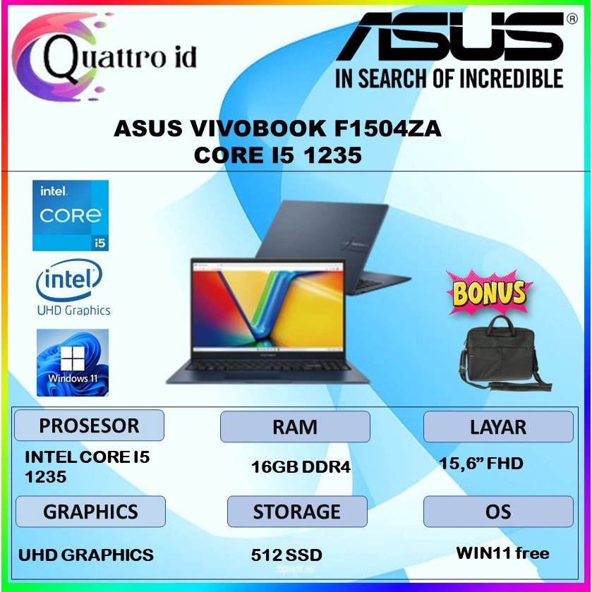Asus Vivobook F1504ZA Core i5 1235 16GB 512GB Win11 15.6FHD