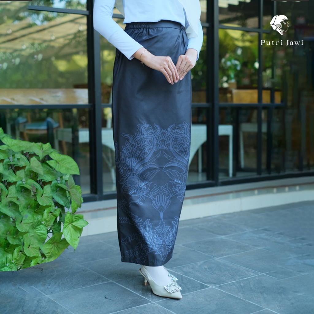 Putri Jawi Official - Rok Bawahan Batik Model Span Instan Bahan Katun Warna Hitam Devanka