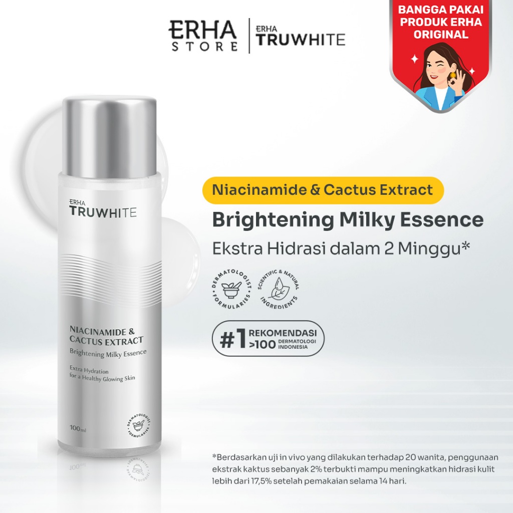 ERHA Truwhite Niacinamide & Cactus Extract Brightening Milky Essence - Essence Pencerah Wajah