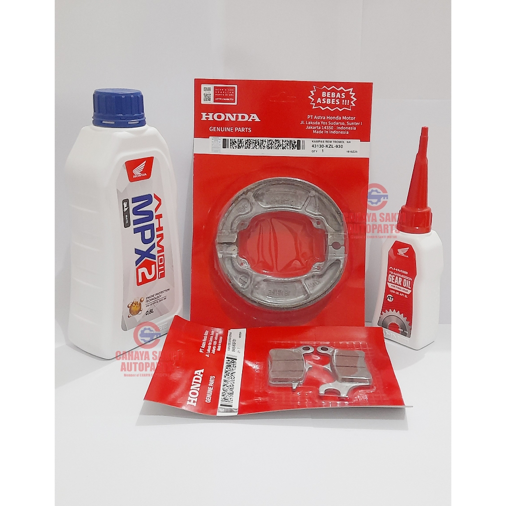 Paket Kampas Rem Depan Belakang Oli MPX2 Oli Gardan Honda Beat Vario Spacy Vario 125