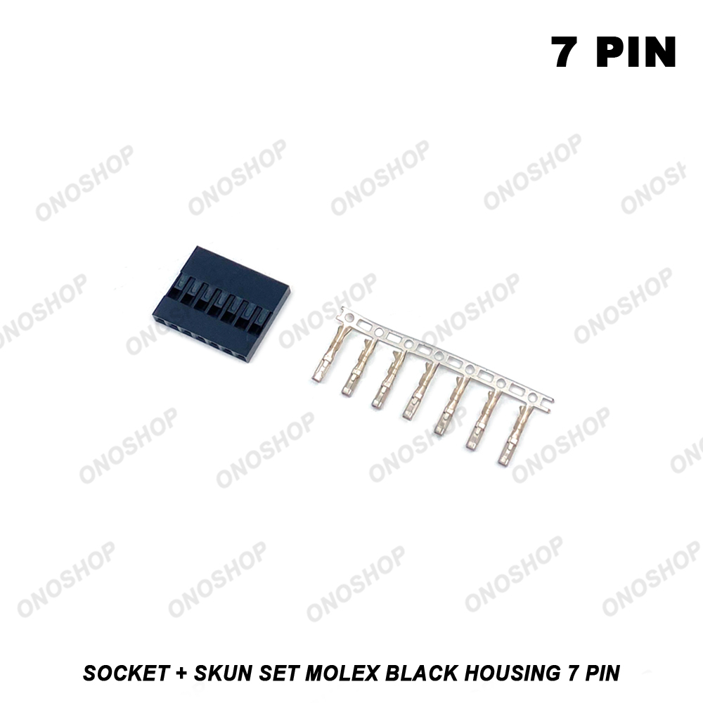 Molex Black Housing - 7 Pin Socket + Skun Set