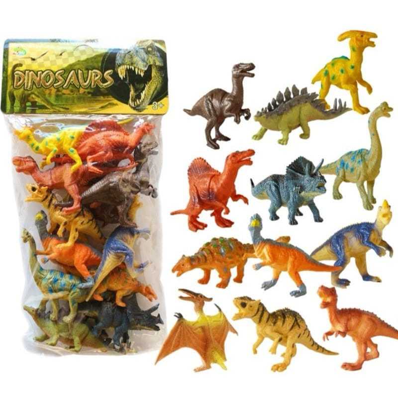 HH-Mainan dinosaurus karet dinosaurus set 12pcs/Mainan dino word/Mainan dinosaurus/Mainan dinosaurus