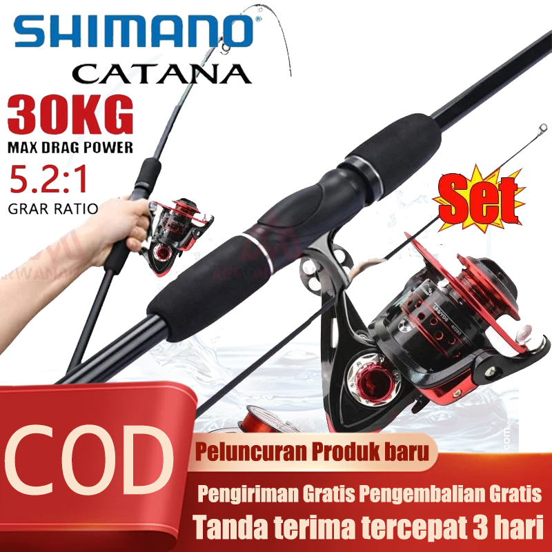 SHIMANO Set Pancing 1.65M/1.8M Joran Pancing Reel Pancing Laut Tarikan Pancing Metal Fishing Rod  Jo