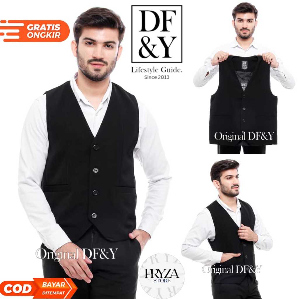 PRYZA Jas Rompi Pria Casual Hitam Original DF&Y / Jas Blazer Kerja Kantor Formal / Jas Style Korea
