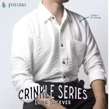 Broken White Long Linen Crinkle Shirt Series - PAVONA
