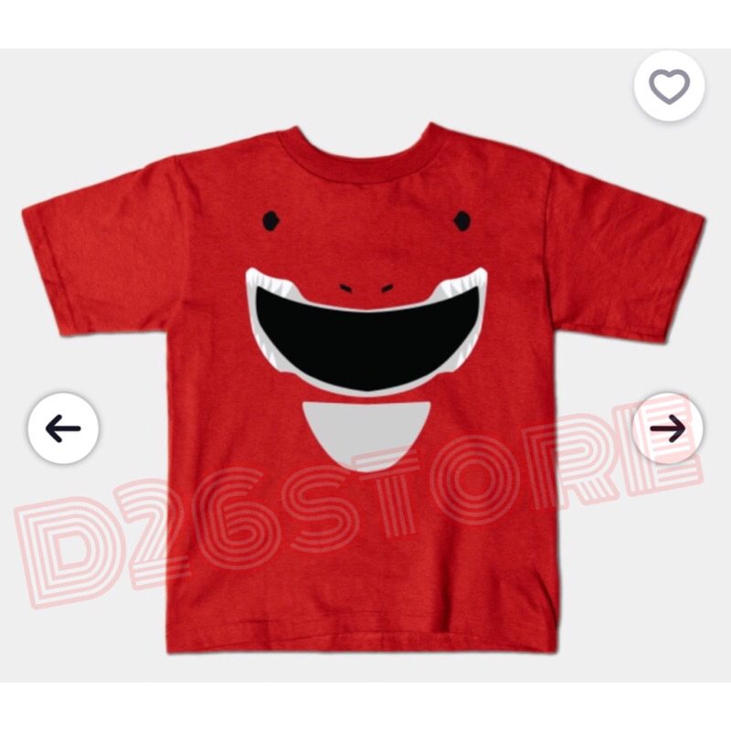 Kaos Anak Power Rangers Helmet Face Mask Classic Mighty Morphin Power Rangers Tshirt