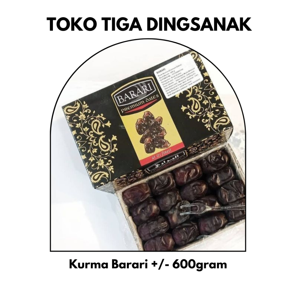 

Harga SPESIAL Kurma BAM Merk Barari - Kurma Anggur Exp Sept 2026 - Kurma Barari -+/- 600gram