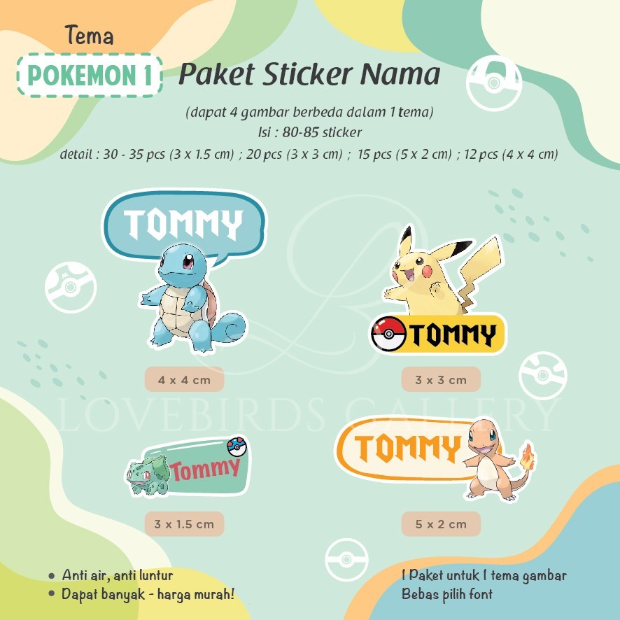 

85-90 Pcs Sticker Nama Anak Laki-Laki Lucu Sticker Waterproof Tahan Lama