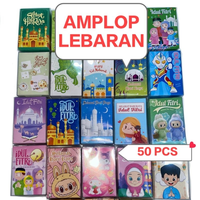 

(MIKA ISI 50) Amplop Lebaran Hari Raya Idul Fitri Angpao karakter Lucu Ramadhan Isi 50 Lembar