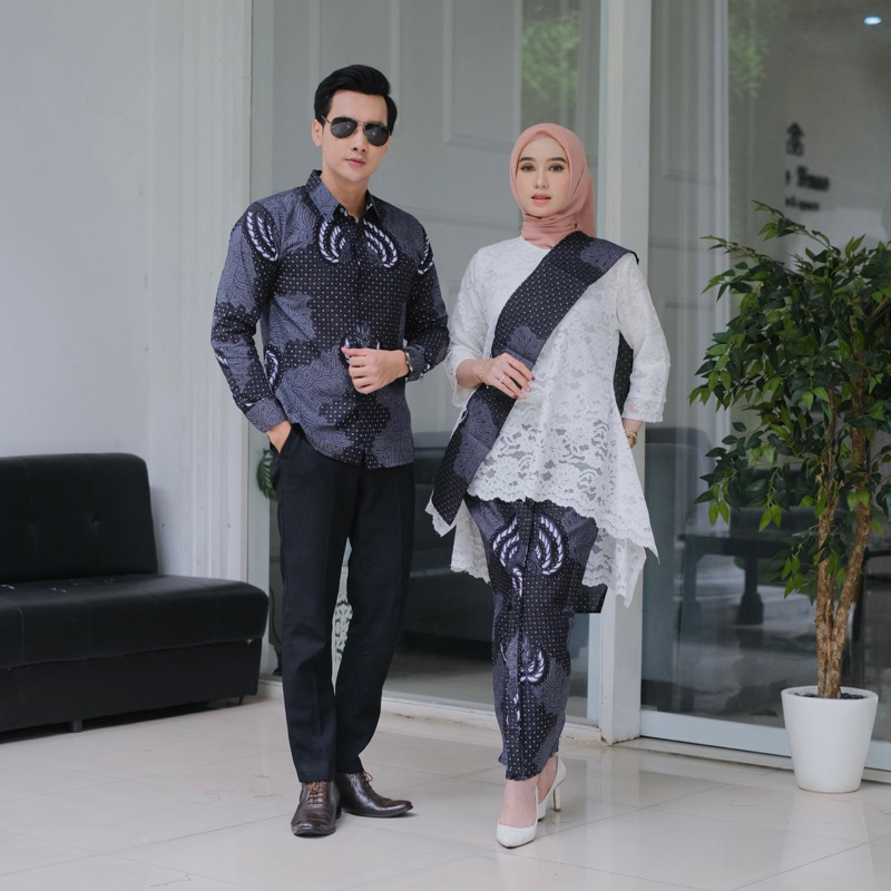 Couple Set Kemeja Batik Pria dan Rok Wiru Batik Wanita Instan Langsung Pakai Modern Berlapis Furing 