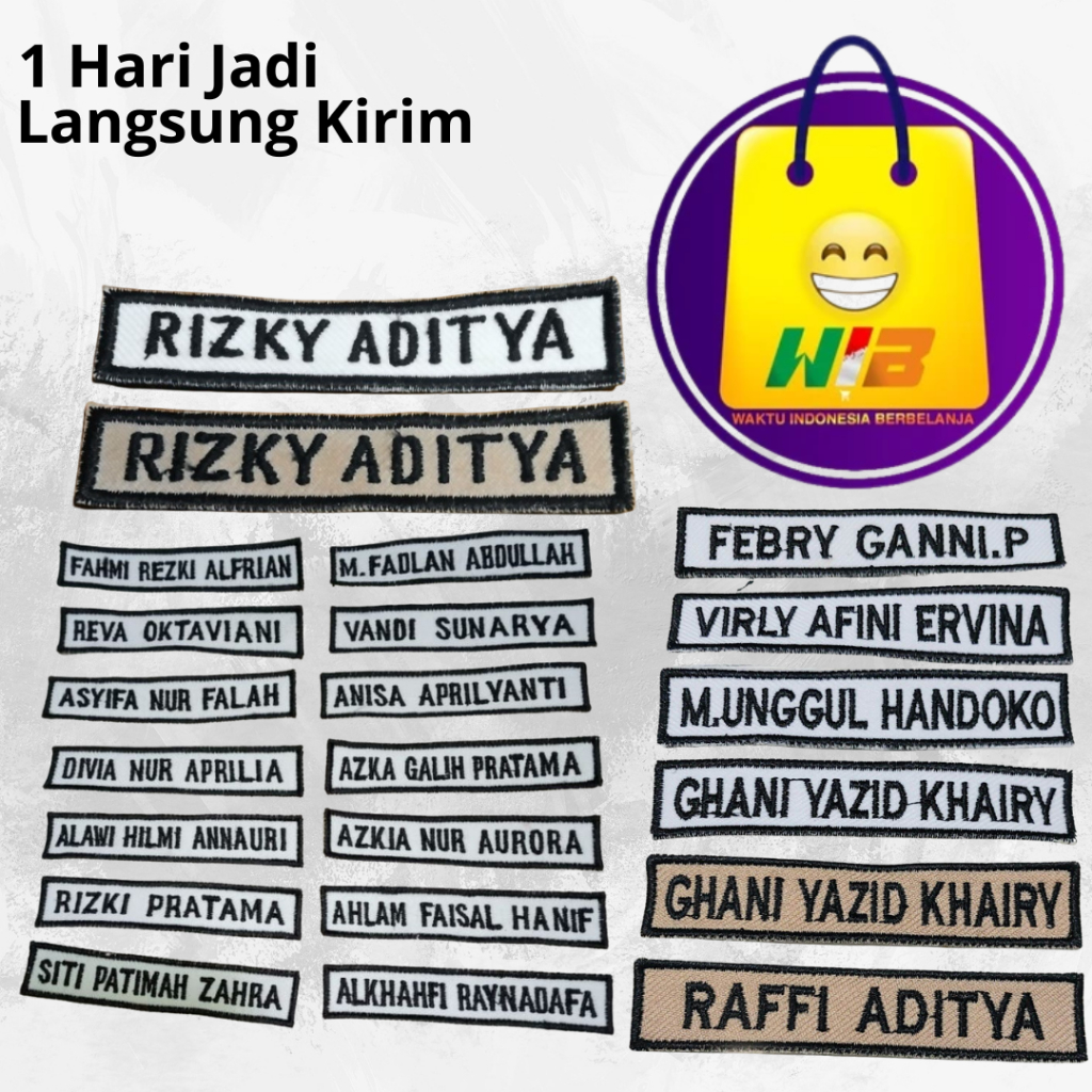 

Bet Bordir Nama Dada size 2X8,5CM - Bet Nama Dada - Nama Dada Seragam Sekolah