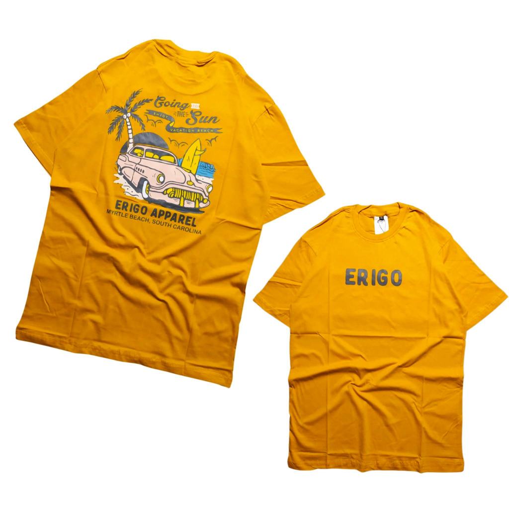 T-shirt Erigo Kaos ERIGO APPAREL Kuning Kunyit GOING THE SUN Kaos Distro Terbaru Kaos Erigo Bandung 