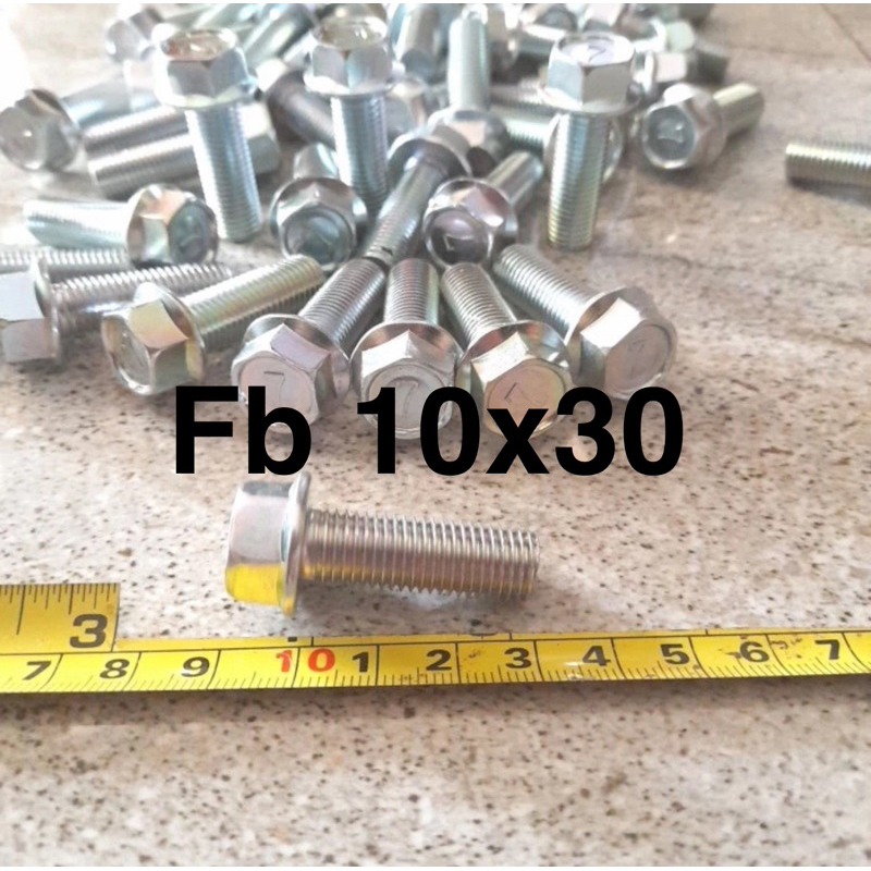 baut flange M10x30 putih galvanis