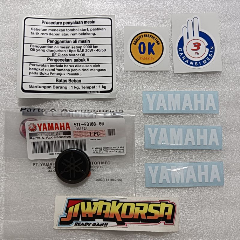 Stiker Prosedur Warning Ok Garansi 3 Tahun Emblem Logo Original Tameng Dasi Depan Yamaha Mio Sporty 