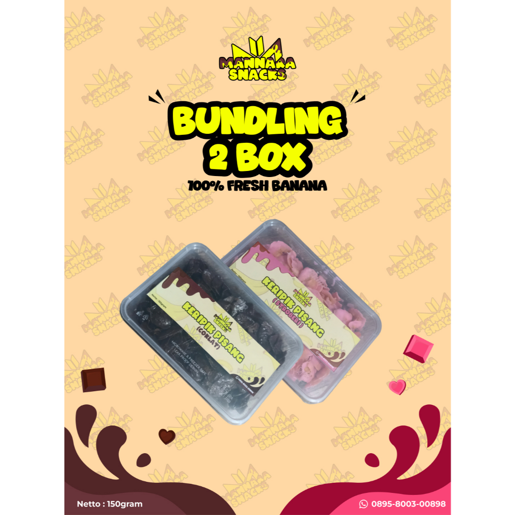 

[Bundling 2 Box Stroberi 150g] Kripik Pisang Lumer Mannara Snack | Renyah, Lumer di mulut, dan nagih