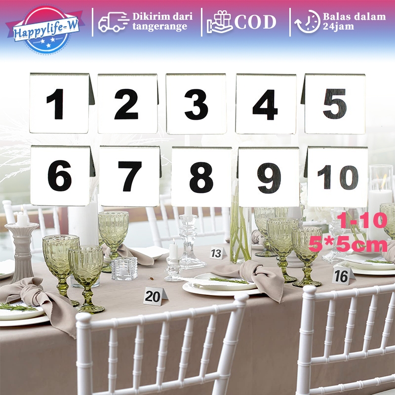 

10pcs/Set Nomor Meja Stainless Nomor Meja Restoran Nomor 1-10 Nomor Meja Cafe Resto Minimalis