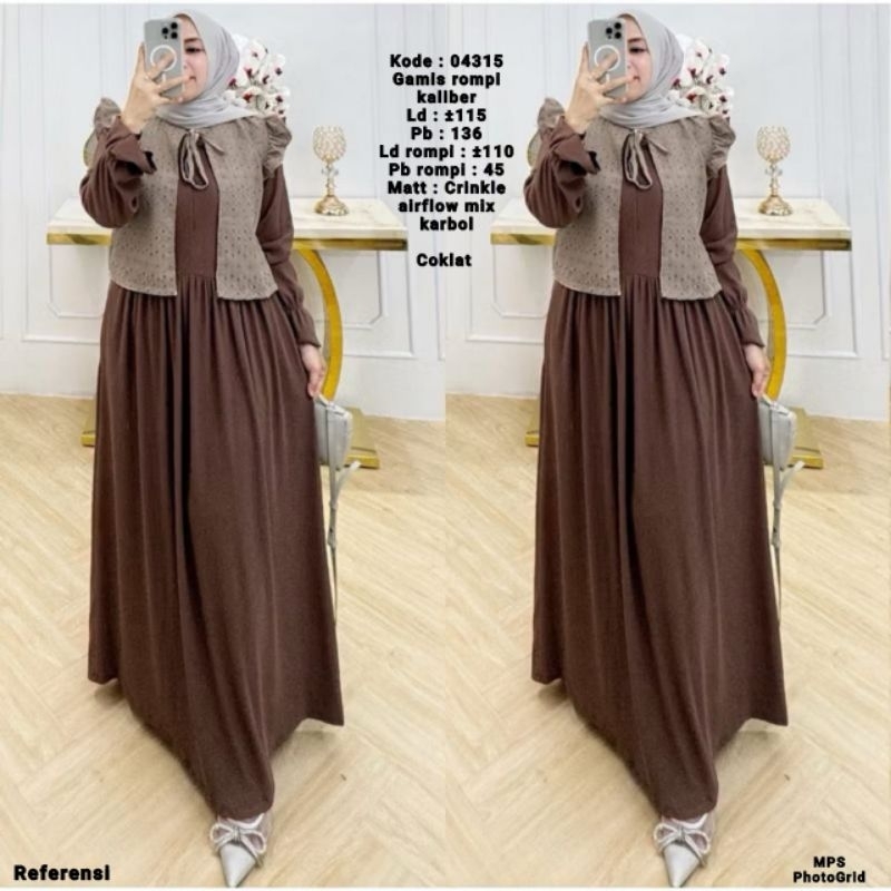 04315 GAMIS ROMPI KALIBER/GAMIS MUSLIMAH / GAMIS ROMPI /OUTFIT JALAN