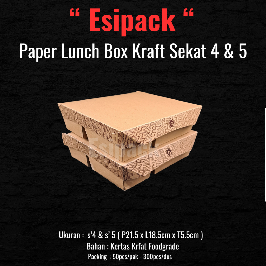 Paper Lunch Box Kraft Sekat 4 & 5 , Kotak Makan , Bento Kertas