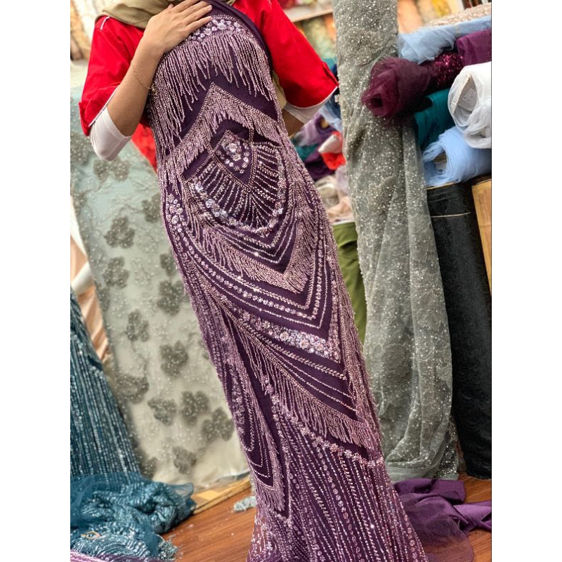 1/2M KAIN TULLE RUMBAI FULL PAYET MEWAH