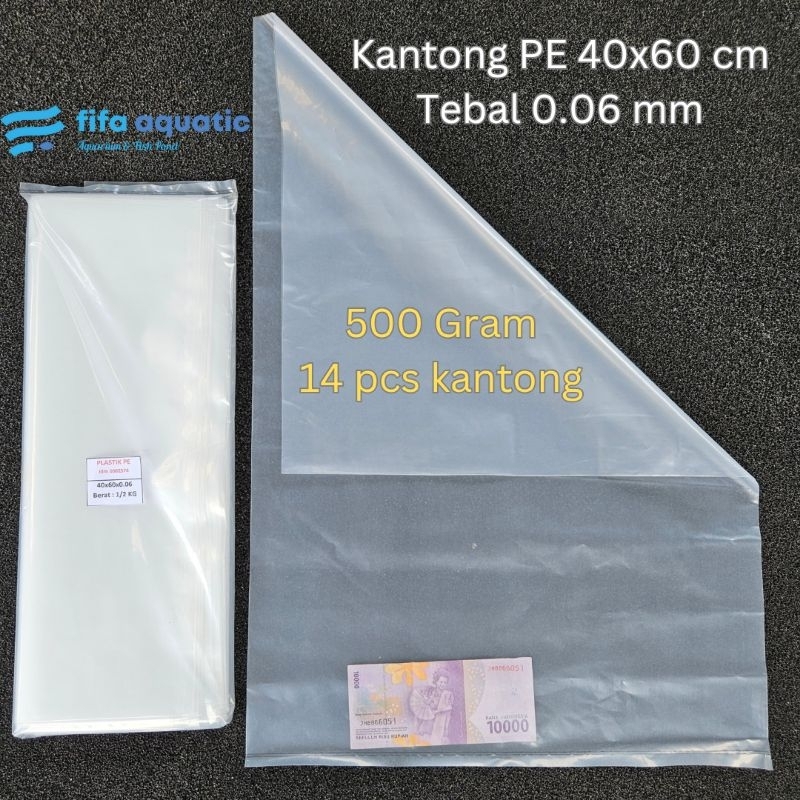 Kantong plastik PE bening 40x60 tebal packing ikan hidup makanan