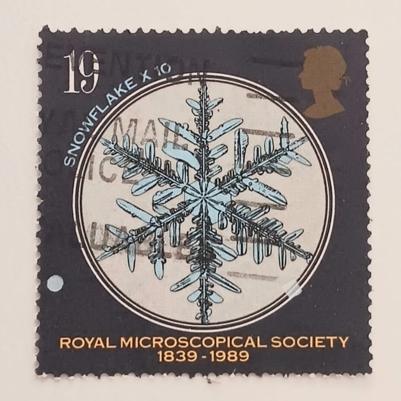 

(AE) Perangko Inggris Britania Raya 1989 Royal Microscopical Society - Snowflake x 10 19 penny Used