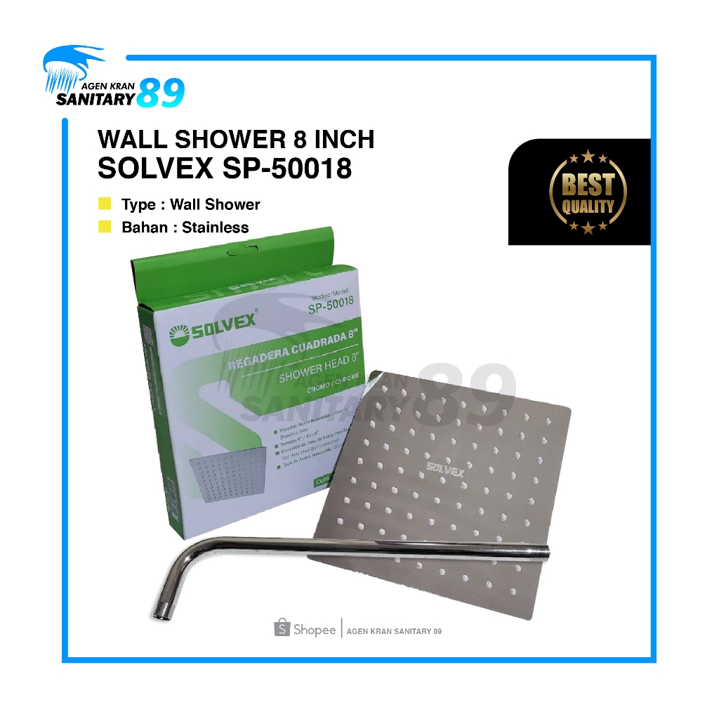 WALL SHOWER 8 INCH TIANG 30 CM STAINLESS/WALL SHOWER SOLVEX/WALL SHOWER STAINLESS SUS 304