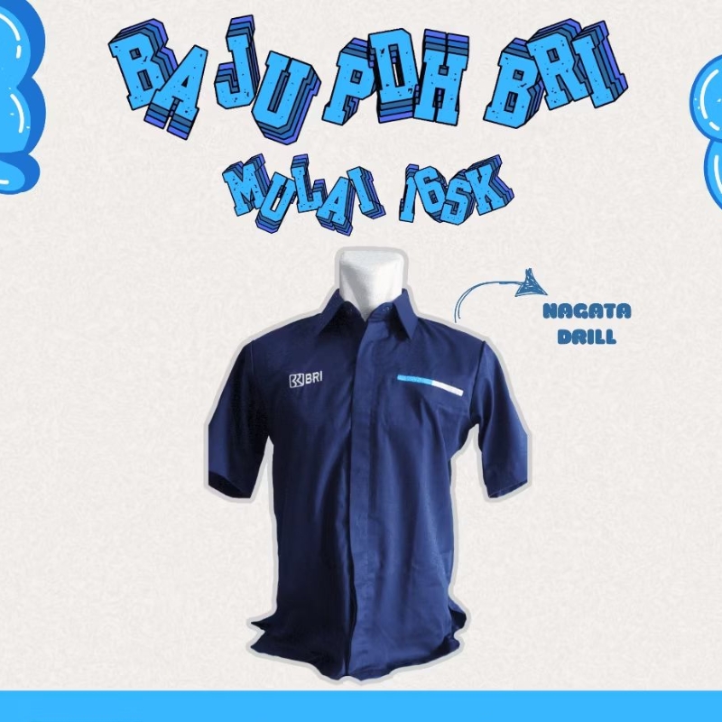 Baju PDH BRI Pria Wanita Lengan Panjang bahan Nagata Drill