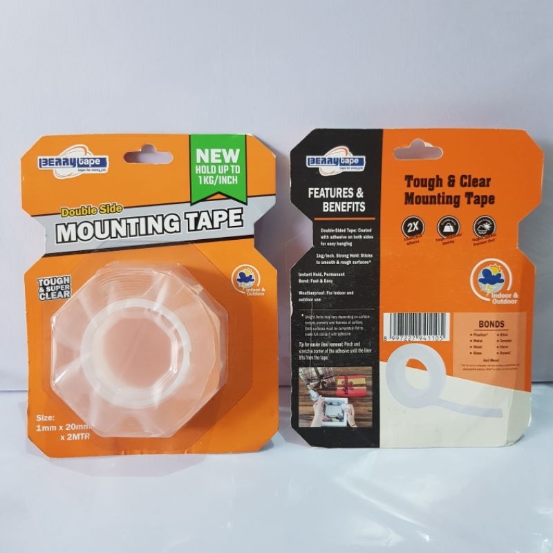 

Double tape transparan / Mounting tape 1MMx20MMx2MTR